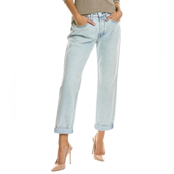rag & bone Denim - RAG & BONE RISA MID RISE BOYFRIEND JEANS Button Fly Mid-Rise Raw Cuff He…